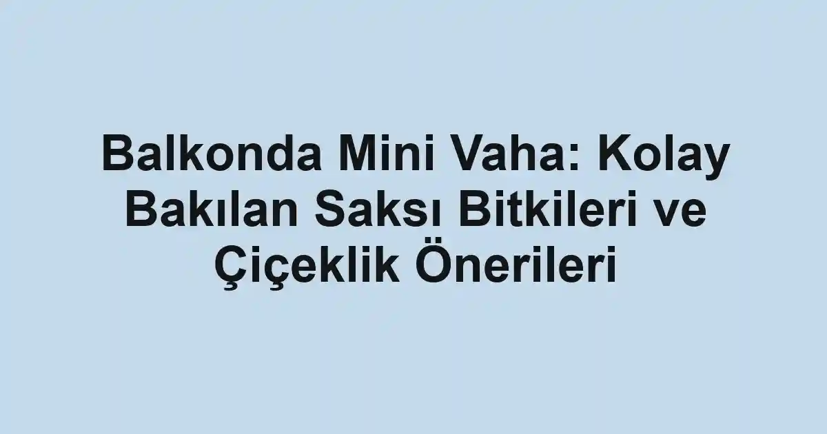 Balkonda Mini Vaha: Kolay Bakılan Saksı Bitkileri ve Çiçeklik Önerileri